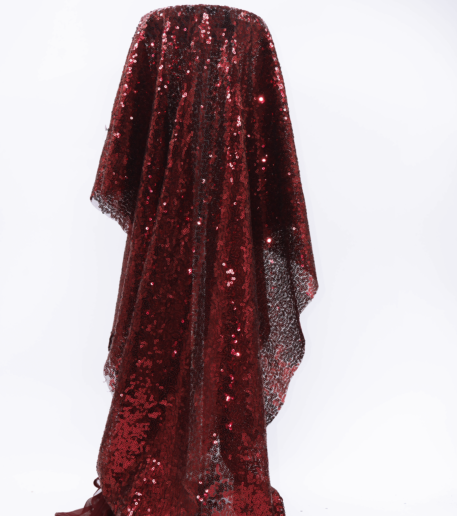 Polyester Mesh Sequins $25.00p/m - Maroon