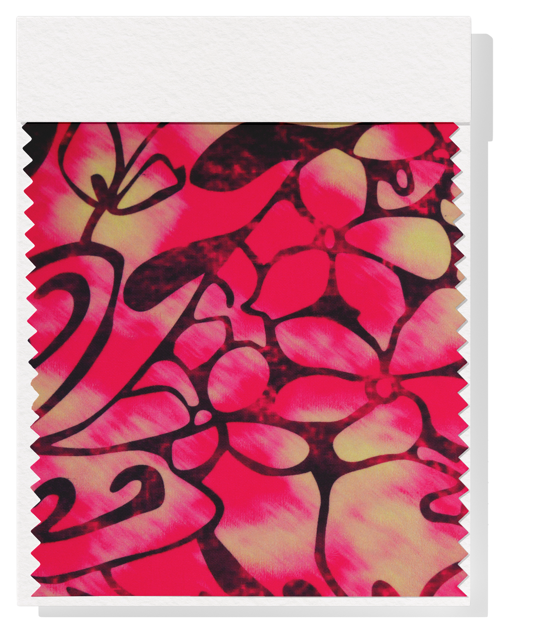 Stretch Polyester Pacific Screen Print $12.00p/m - Hot Pink & Yellow