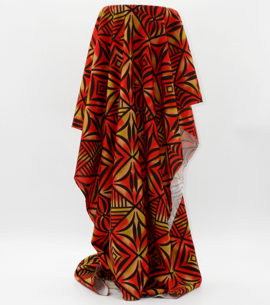 Stretch Polyester Pacific Print $12.00p/m Design #11 - Orange, Yellow & Black