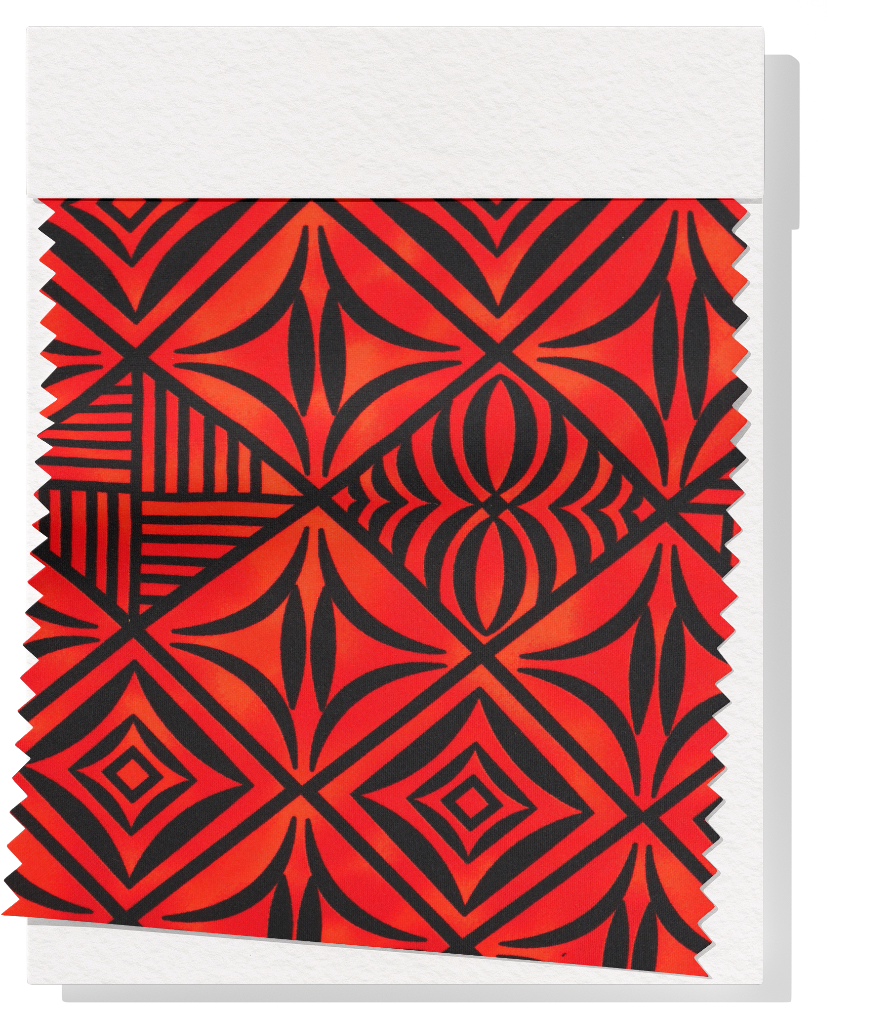 Stretch Polyester Pacific Print $12.00p/m Design #11 - Red & Black