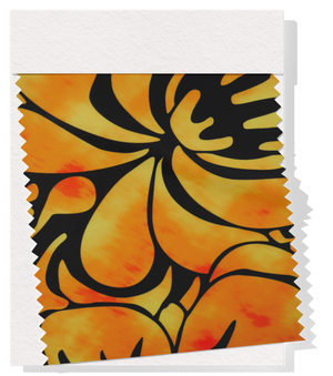 Stretch Polyester Pacific Screen Print $12.00p/m - Yellow, Orange & Black