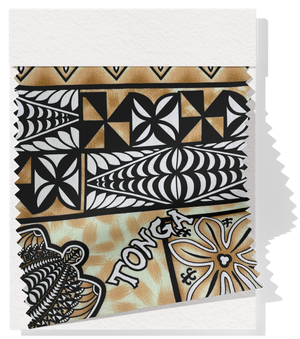 Cotton Dobby Pacific Tongan Print $9.00p/m - Design #1 Brown