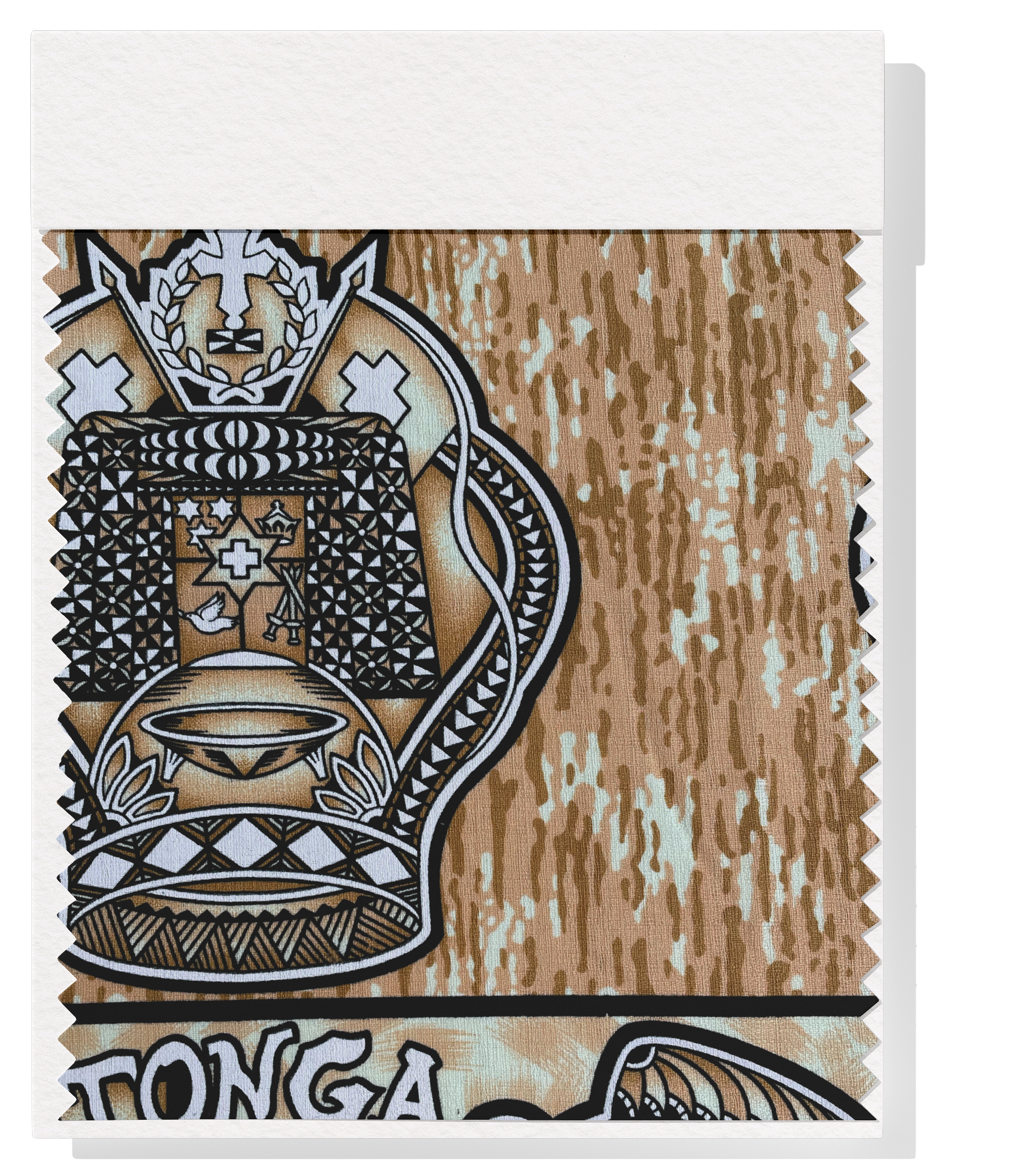 Cotton Dobby Pacific Tongan Print $9.00p/m - Design #1 Brown