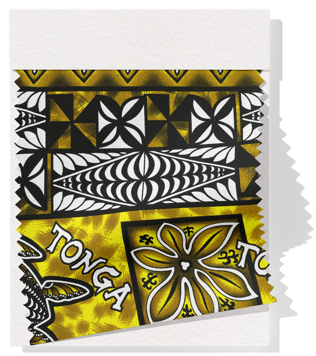 Cotton Dobby Pacific Tongan Print $10.00p/m  - Design #1 Yellow