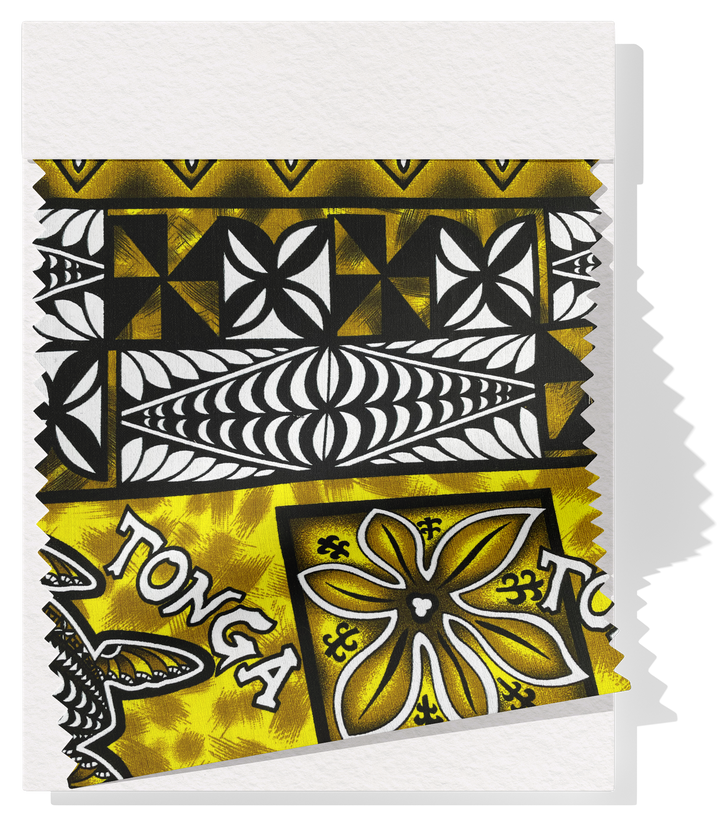 Cotton Dobby Pacific Tongan Print $10.00p/m  - Design #1 Yellow