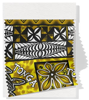 Cotton Dobby Pacific Tongan Print $9.00p/m  - Design #1 Yellow