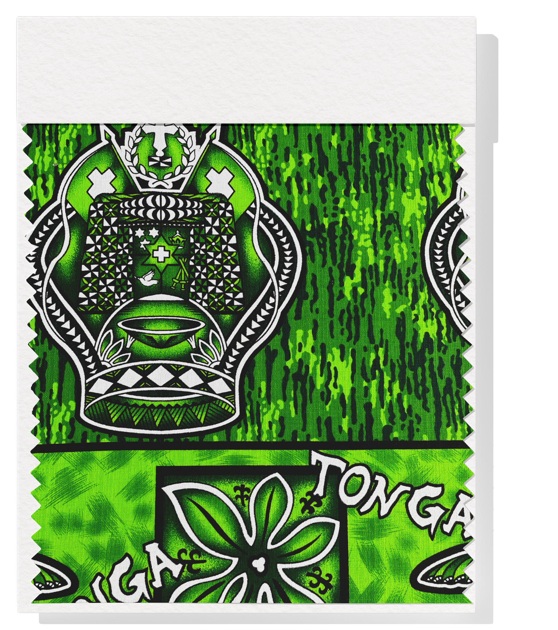 Cotton Dobby Pacific Tongan Print $9.00p/m - Design #1 Green