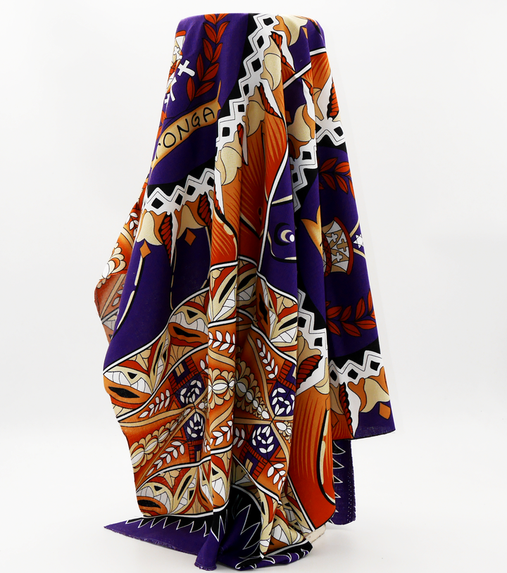 Cotton Dobby Pacific Tongan Print $10.00p/m - Design #2 Purple
