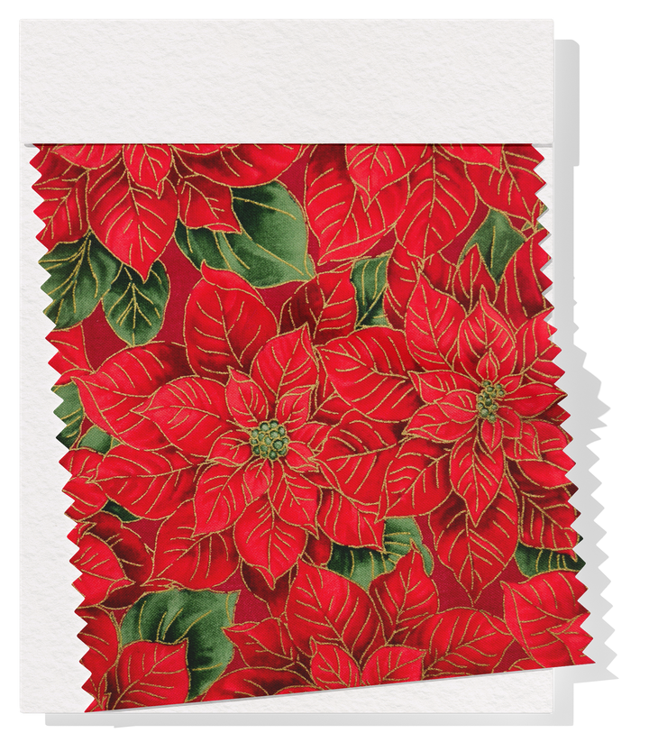 Christmas Cotton Craft Print - $14.00p/m - Christmas Poinsettia ( Red & Green)
