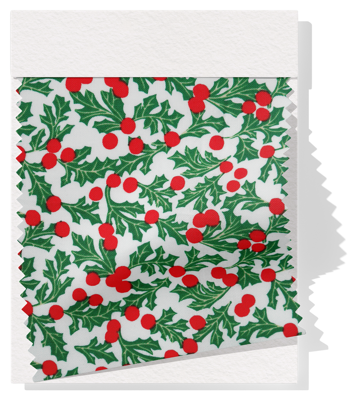 Christmas Cotton Craft Print - $14.00p/m - Mistletoe (White, Red & Green)