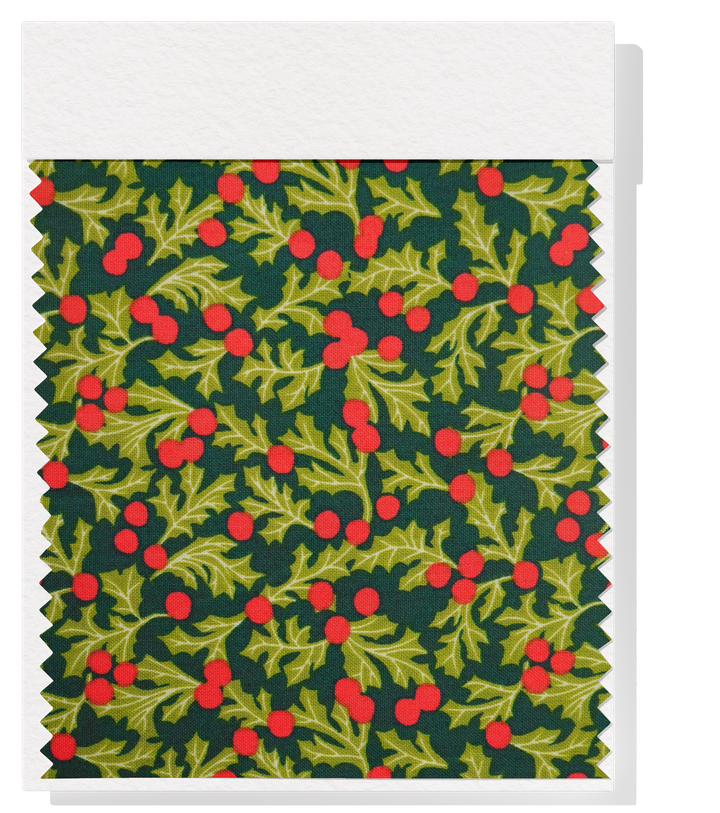 Christmas Cotton Craft Print - $14.00p/m - Mistletoe (Green & Red)