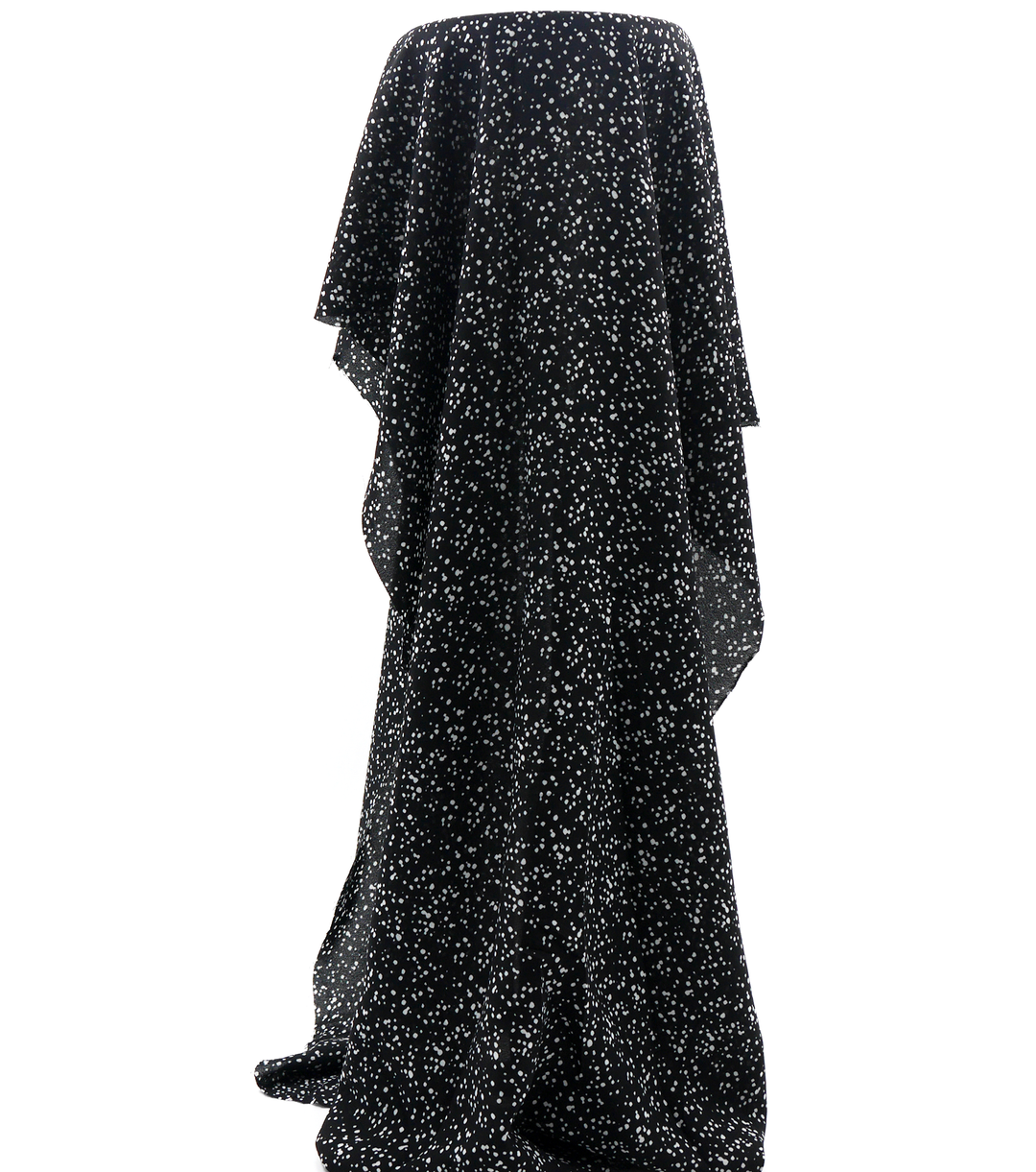 Printed Polyester Chiffon $10.00p/m - Black w/ white spots