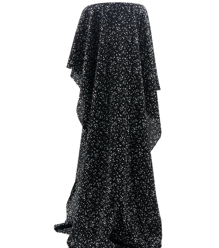 Printed Polyester Chiffon $10.00p/m - Black w/ white spots