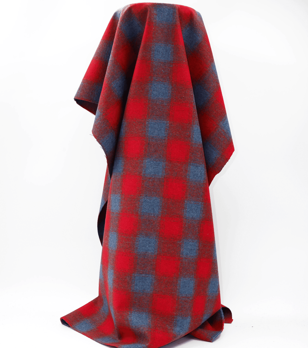 Checked Wool $18.00p/m - Red &amp; Grey (WC8) - The Fabric Shop