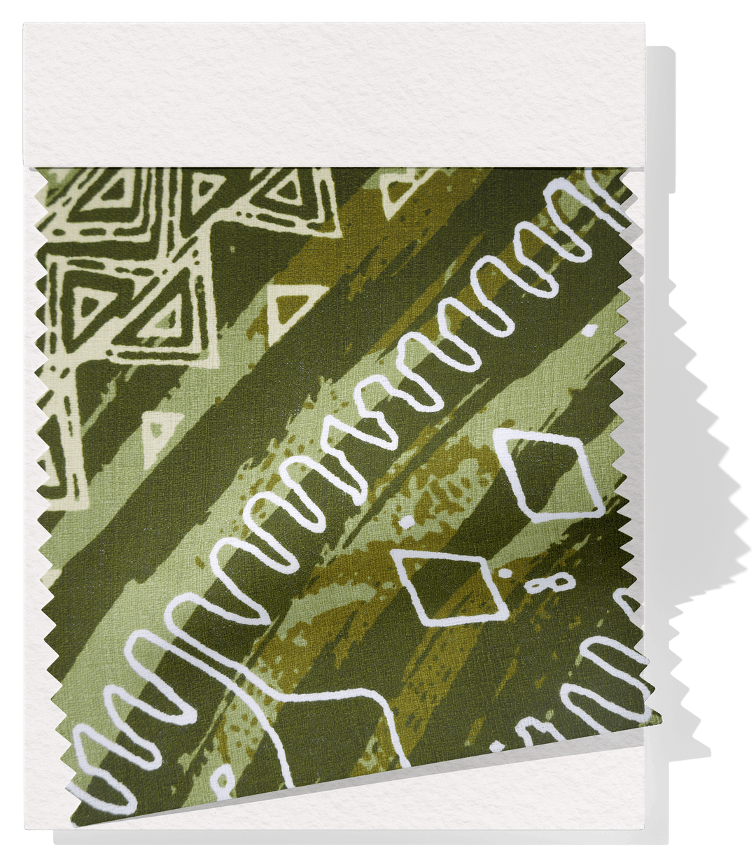 Cotton Dobby Pacific Print $10.00p/m - Design  5 Olive, Khaki & White - The Fabric Shop