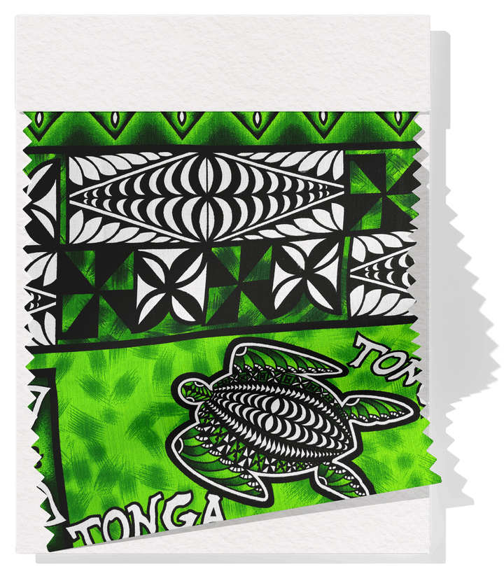 Cotton Dobby Pacific Tongan Print $10.00p/m - Design 1 Green - The Fabric Shop