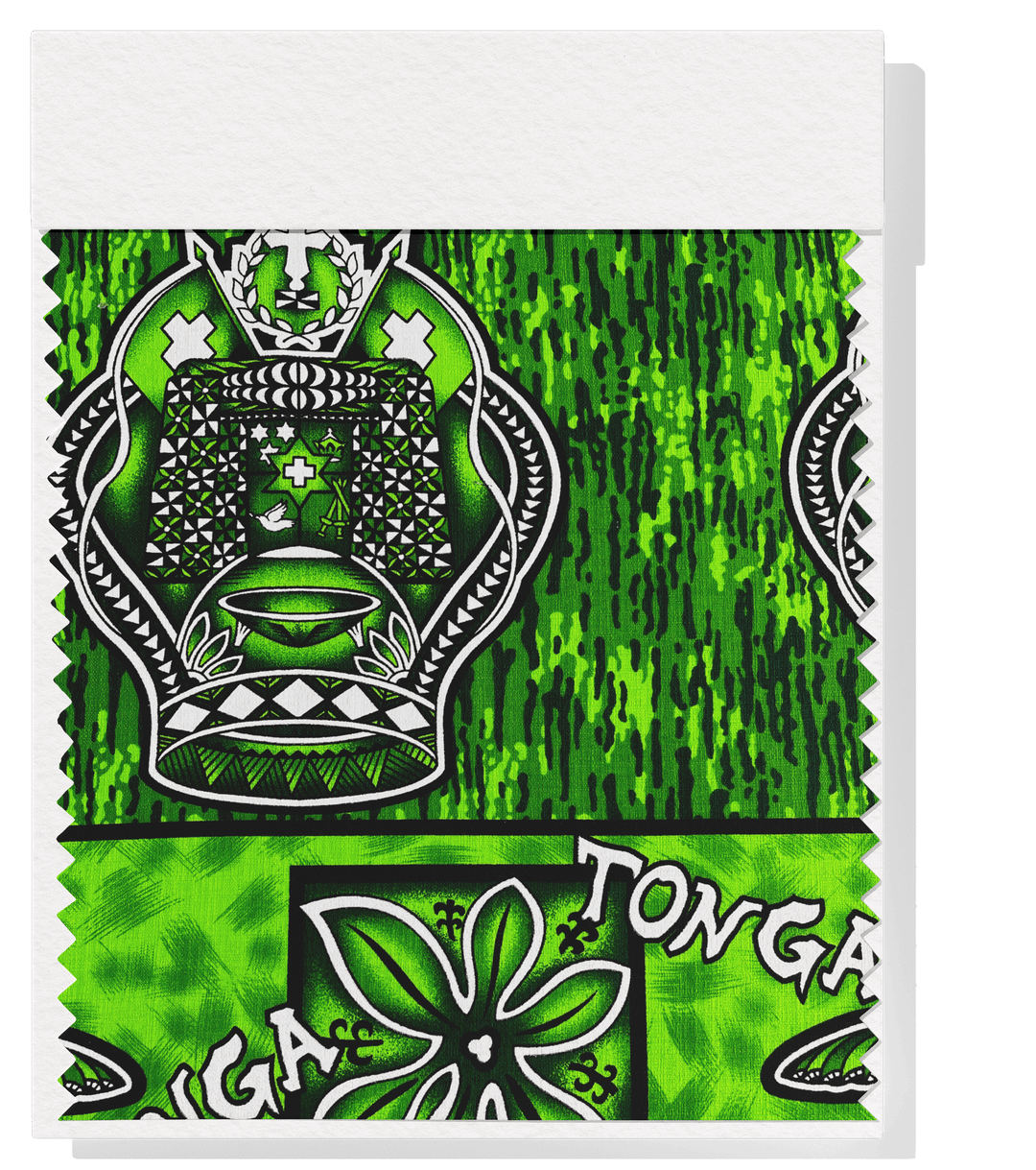 Cotton Dobby Pacific Tongan Print $10.00p/m - Design 1 Green - The Fabric Shop