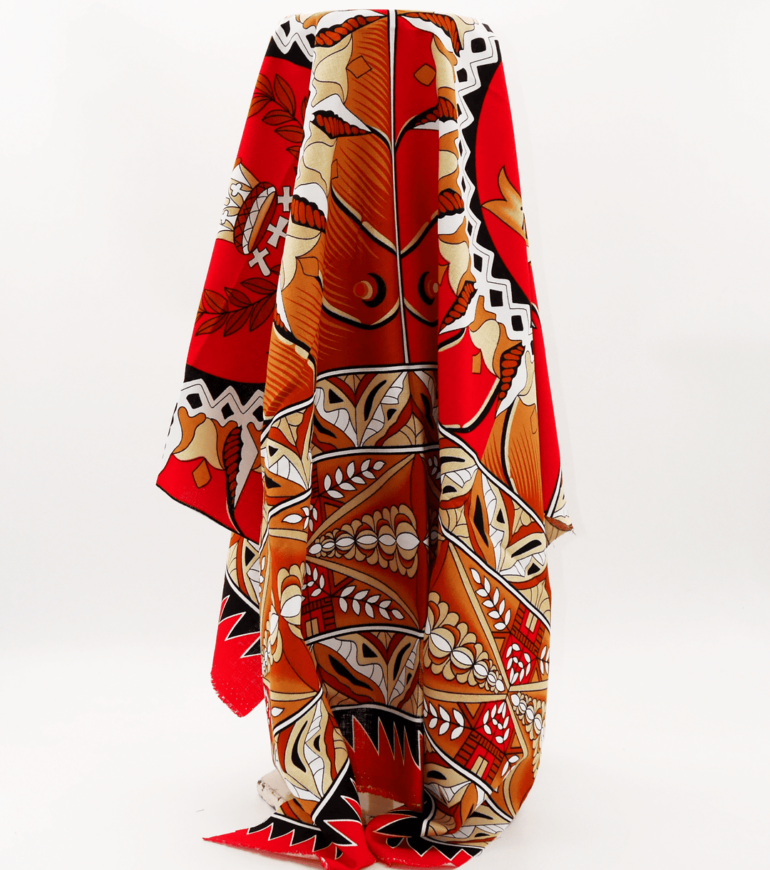 Cotton Dobby Pacific Tongan Print $10.00p/m - Design 2 Red - The Fabric Shop