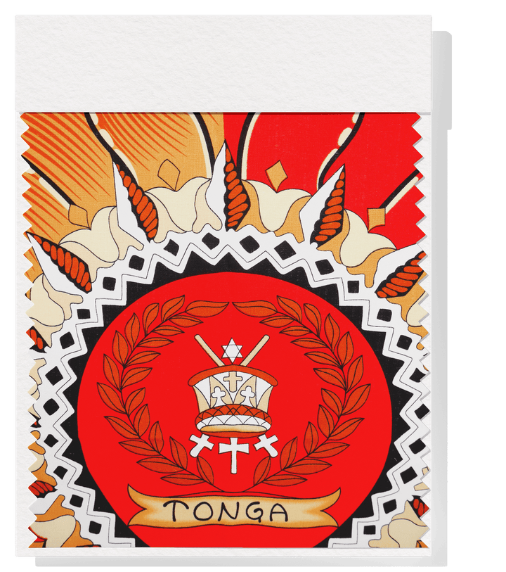 Cotton Dobby Pacific Tongan Print $10.00p/m - Design 2 Red - The Fabric Shop