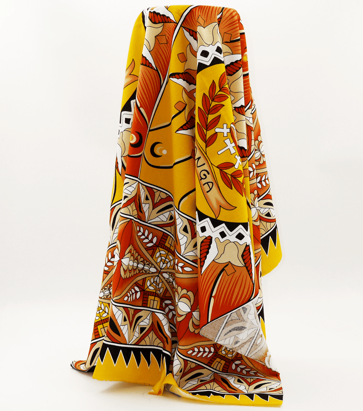 Cotton Dobby Pacific Tongan Print $10.00p/m - Design 2 Yellow - The Fabric Shop