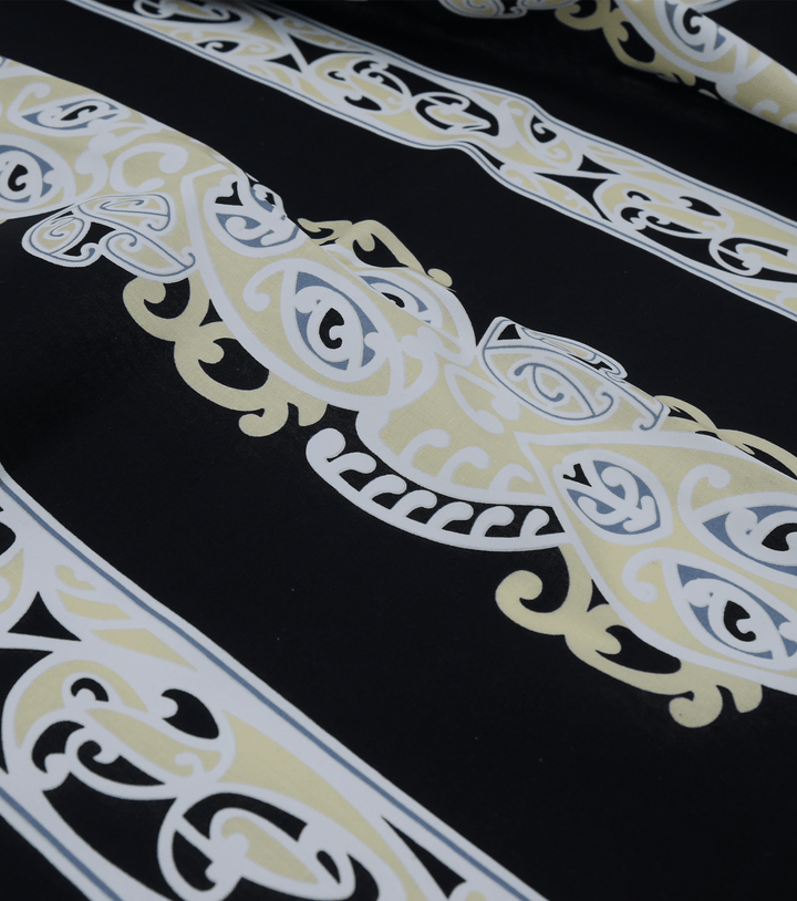 Cotton Maori Koru Design $8.00p/m - Beige - The Fabric Shop