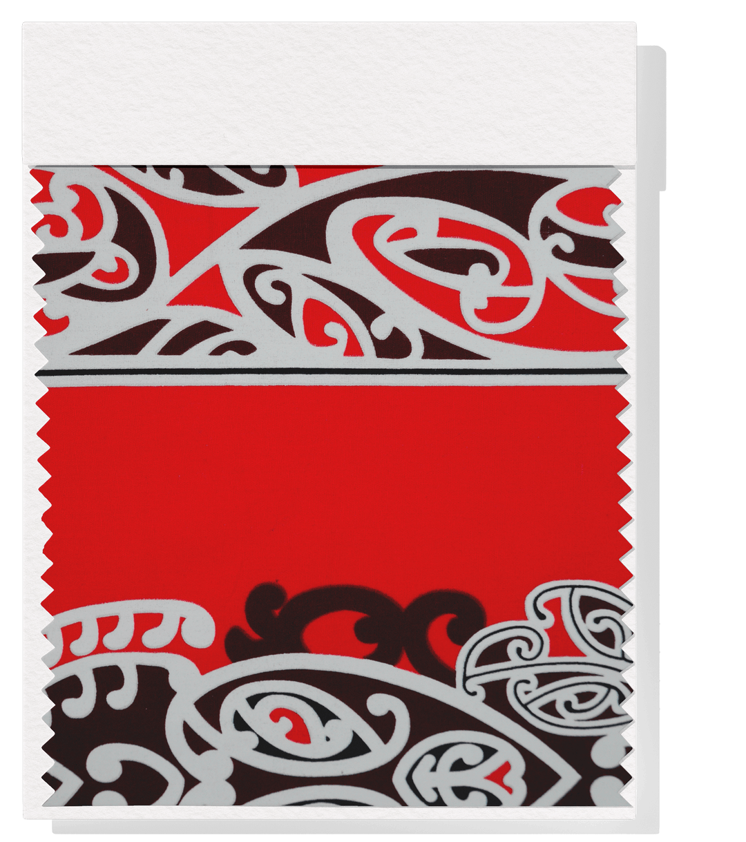 Cotton Maori Koru Design $8.00p/m - Red - The Fabric Shop