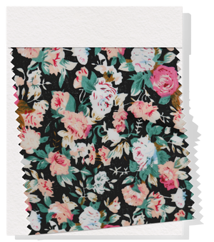 Printed Cotton Voile $12.00p/m - Black & Pink Design #3