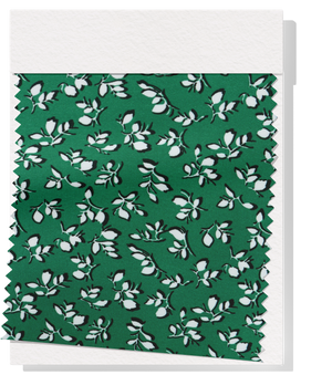 Printed Polyester Chiffon $10.00p/m - Green w/ white flowers