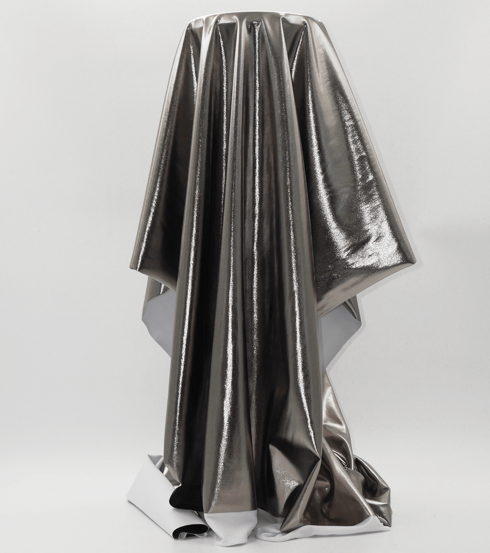 Metallic Liquid Lycra $18.00p/m - Dark Silver - The Fabric Shop