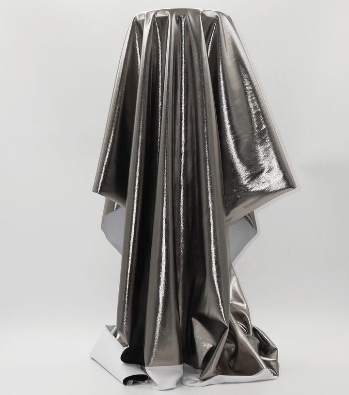 Metallic Liquid Lycra $18.00p/m - Dark Silver - The Fabric Shop