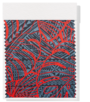 Cotton Dobby Pacific Print $9.00p/m - Design # 7  Red & Grey