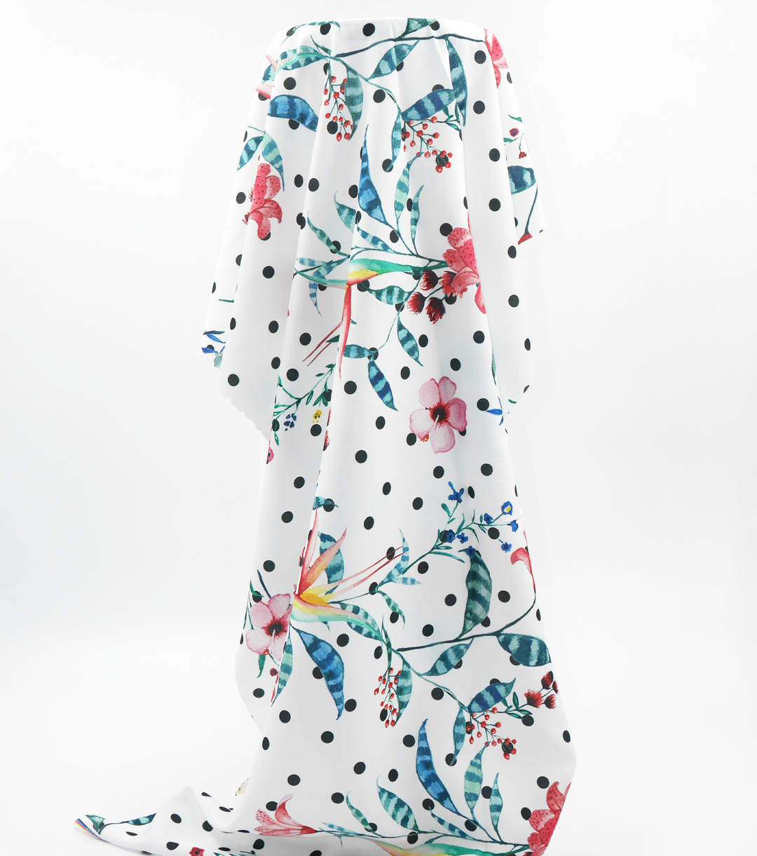 Printed Polyester $10.00p/m - White Polkadot Floral