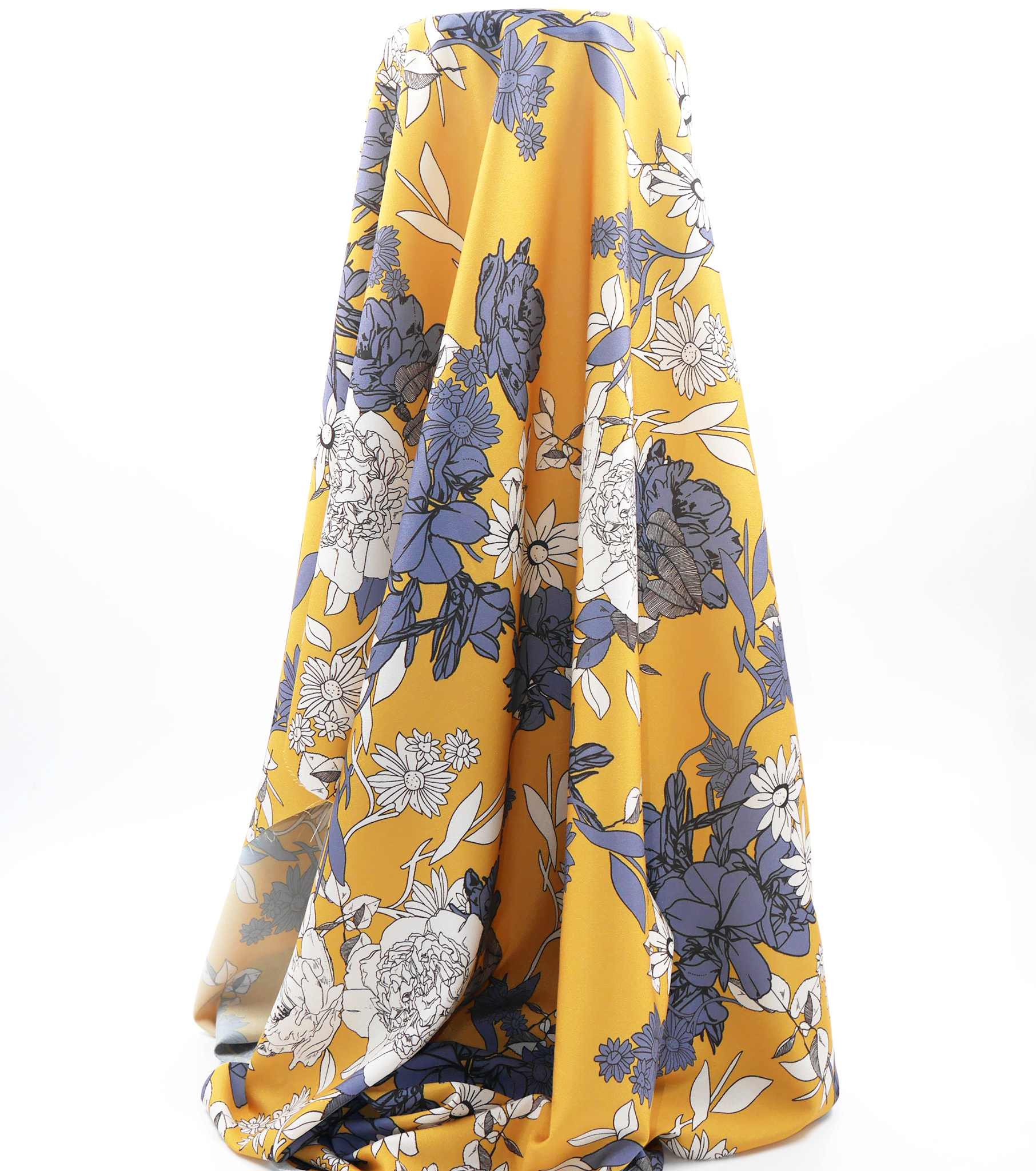 Printed Polyester $10.00p/m Golden Mustard Floral (Online Only)
