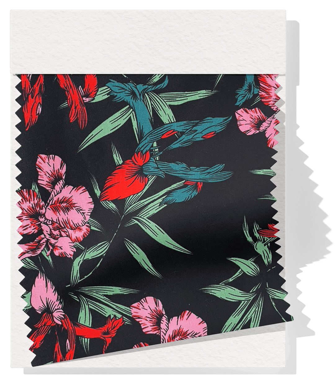 Printed Cotton Sateen $12.00p/m - Mimona Black Design 12 - The Fabric Shop