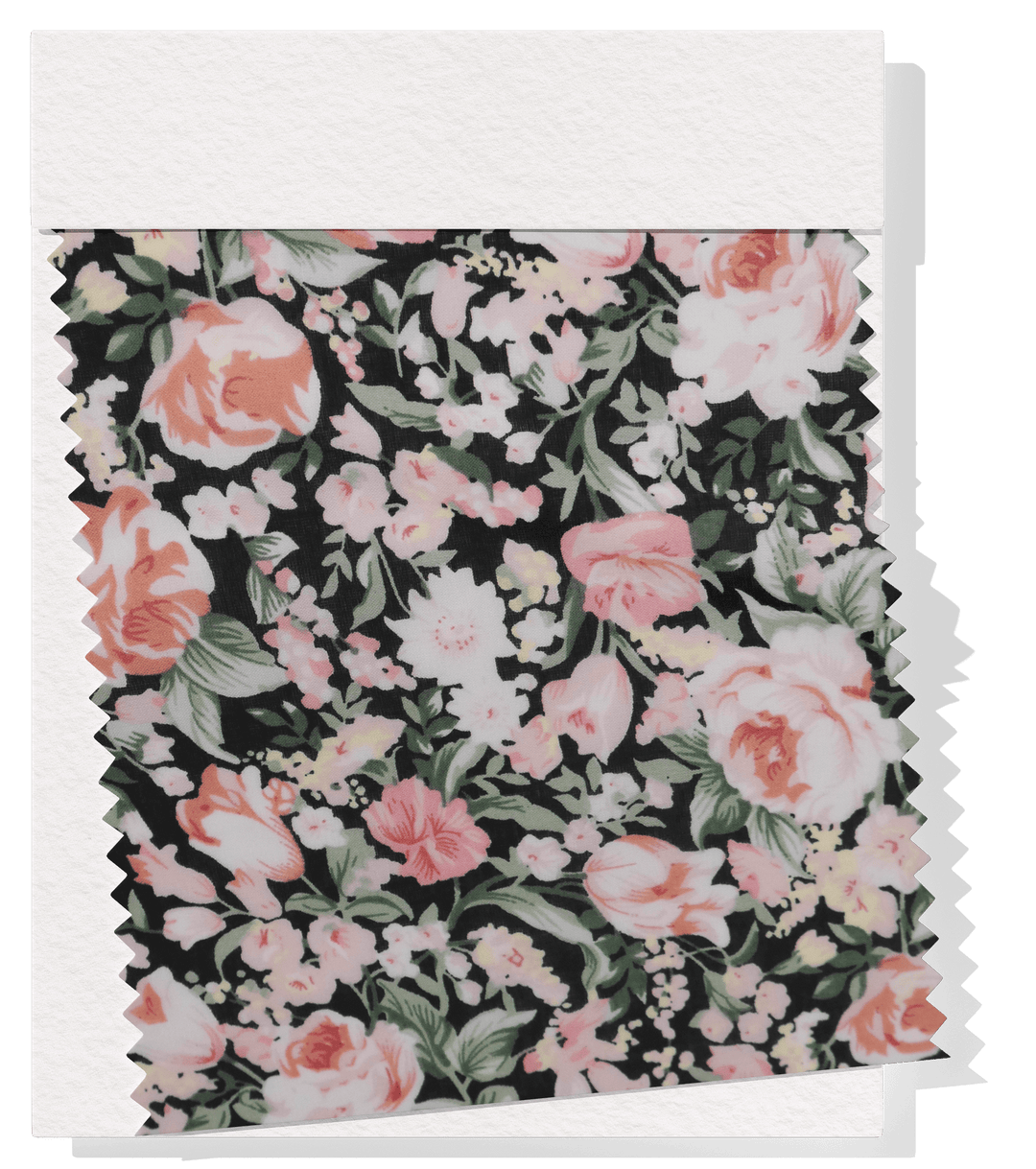 Printed Cotton Voile $12.00p/m - Black & Pink Design 1 - The Fabric Shop