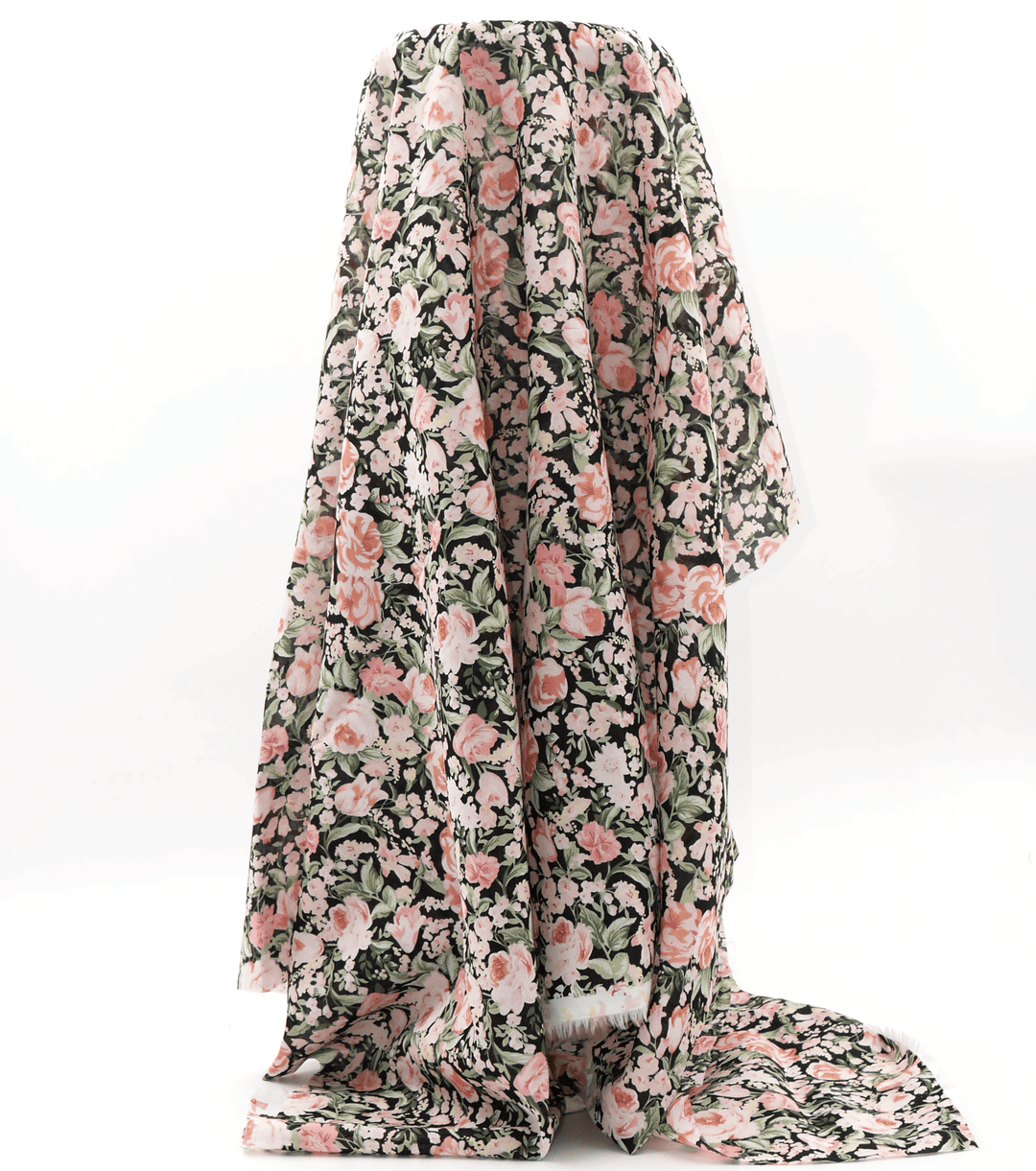 Printed Cotton Voile $12.00p/m - Black &amp; Pink Design 1 - The Fabric Shop