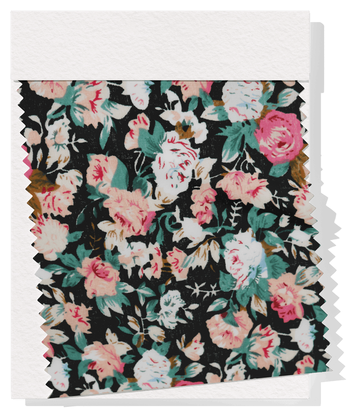 Printed Cotton Voile $12.00p/m - Black &amp; Pink Design 3 - The Fabric Shop