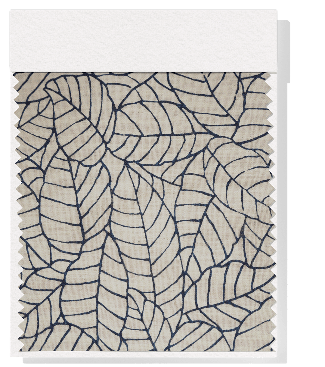 Printed Linen / Cotton $28.00p/m - Natural Leaf - The Fabric Shop