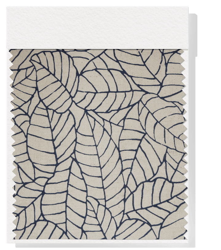 Printed Linen / Cotton $28.00p/m - Natural Leaf - The Fabric Shop