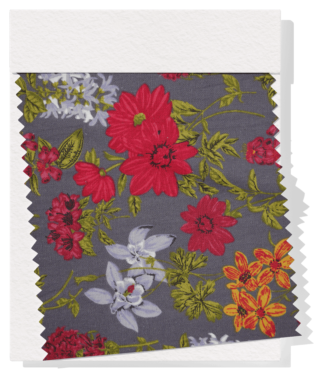 Printed Linen / Cotton $28.00p/m - Red Gerberas - The Fabric Shop