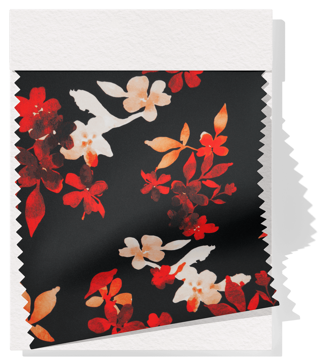 Printed Polyester $5.00p/m Black & Red Floral - The Fabric Shop