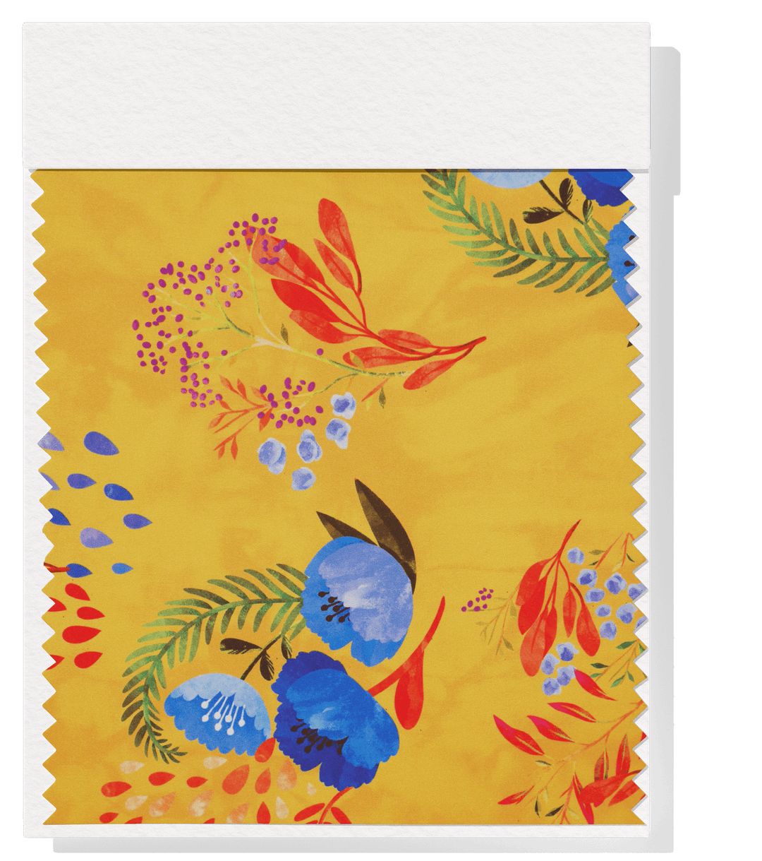 Printed Polyester $5.00p/m - Gold w/ blue flower (Online Only) - The Fabric Shop