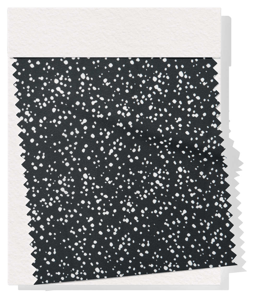 Printed Polyester Chiffon $5.00p/m - Black w/ white spots - The Fabric Shop