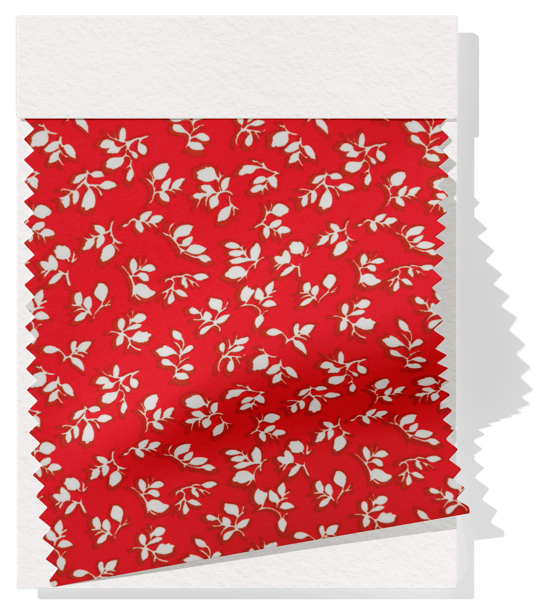 Printed Polyester Chiffon $5.00p/m - Janice Red w/ white flowers - The Fabric Shop