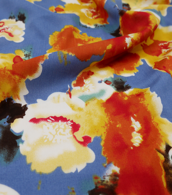Printed Rayon $12.00p/m - Georgia (Blue) - The Fabric Shop