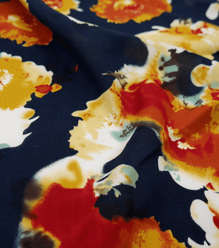 Printed Rayon $12.00p/m - Georgia (Navy) - The Fabric Shop