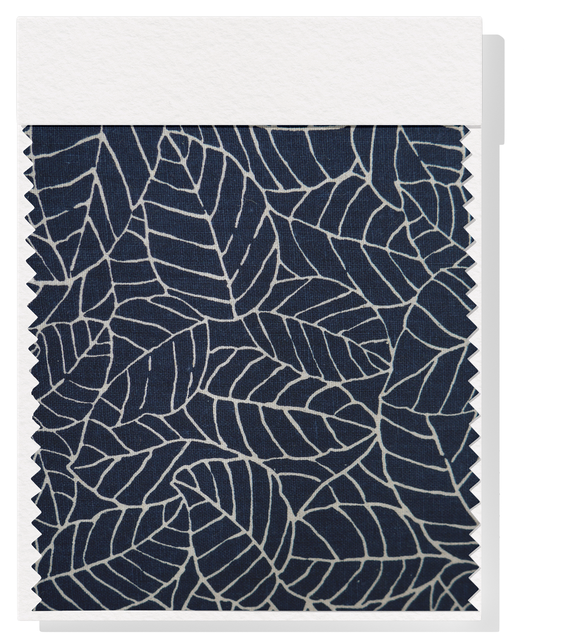 Printed Linen / Cotton $28.00p/m - Navy Leaf