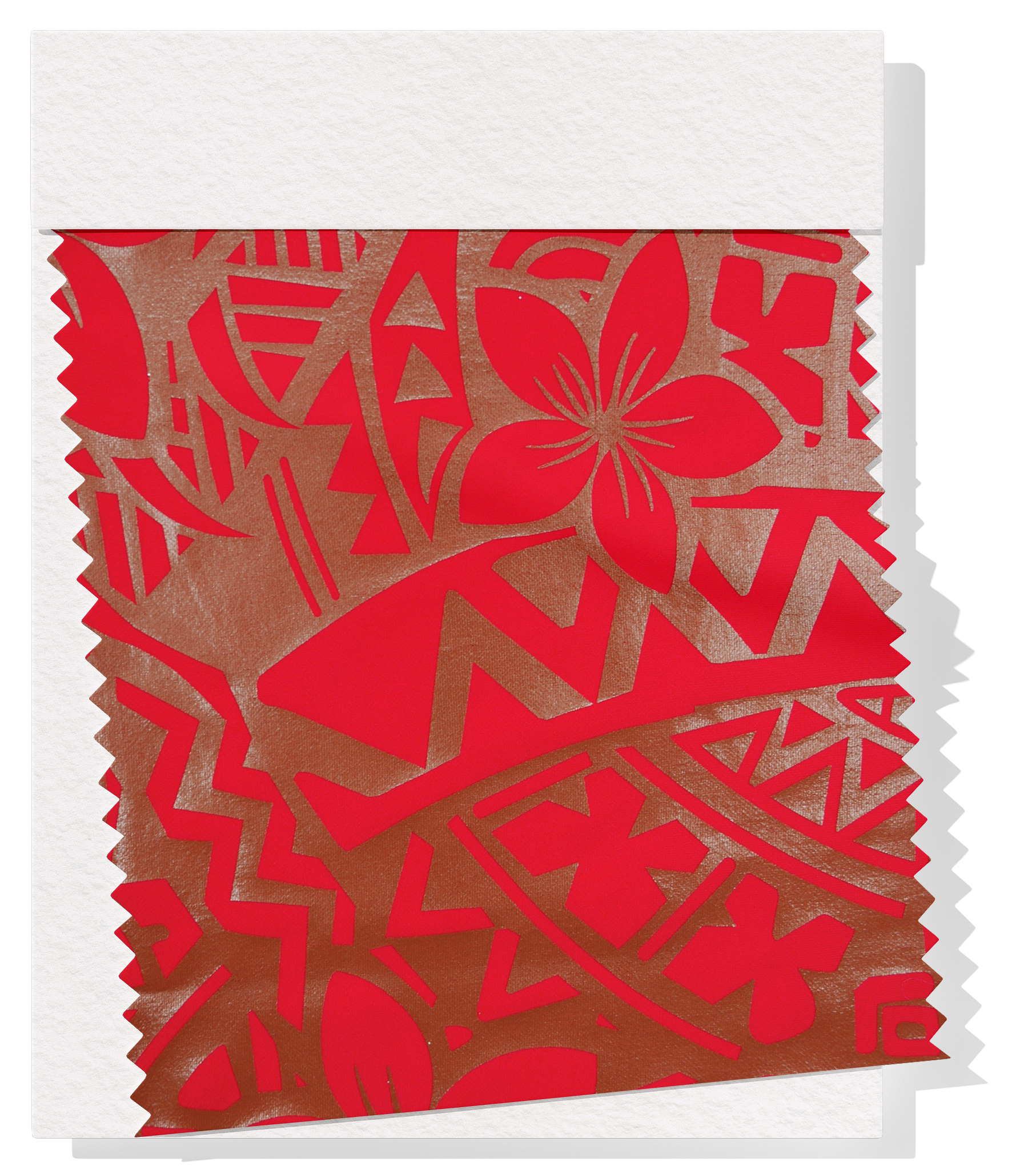 Stretch Polyester Pacific Print $12.00p/m Design #4 - Red & Bronze