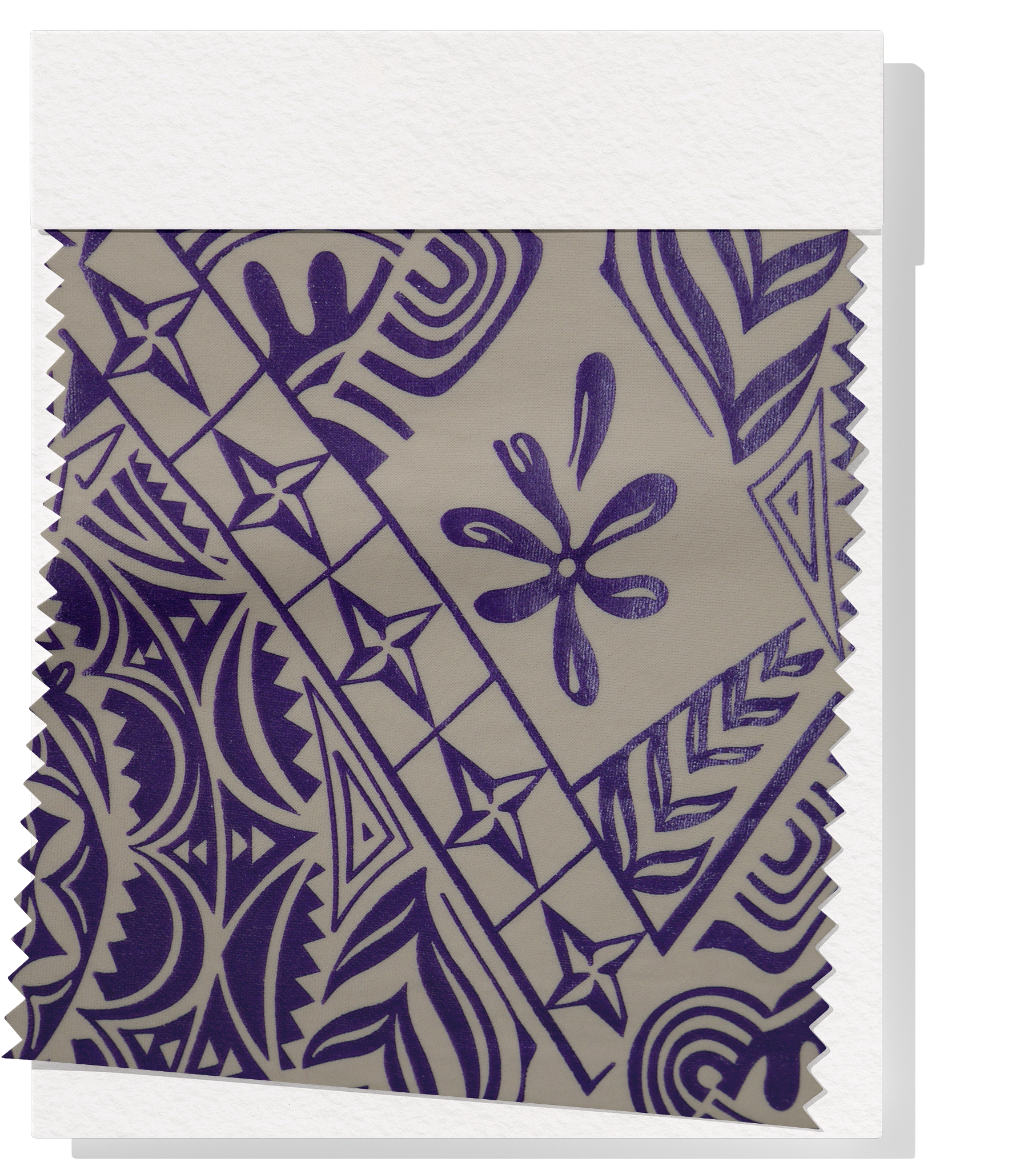 Stretch Polyester Pacific Print $12.00p/m Design #6 - Purple & Cream