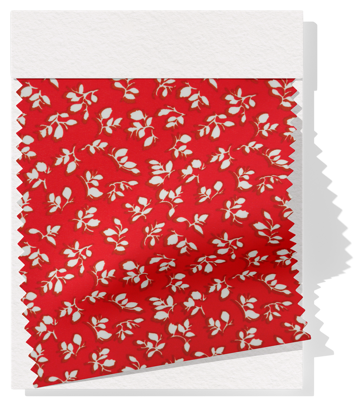Printed Polyester Chiffon $10.00p/m - Janice  Red w/ white flowers